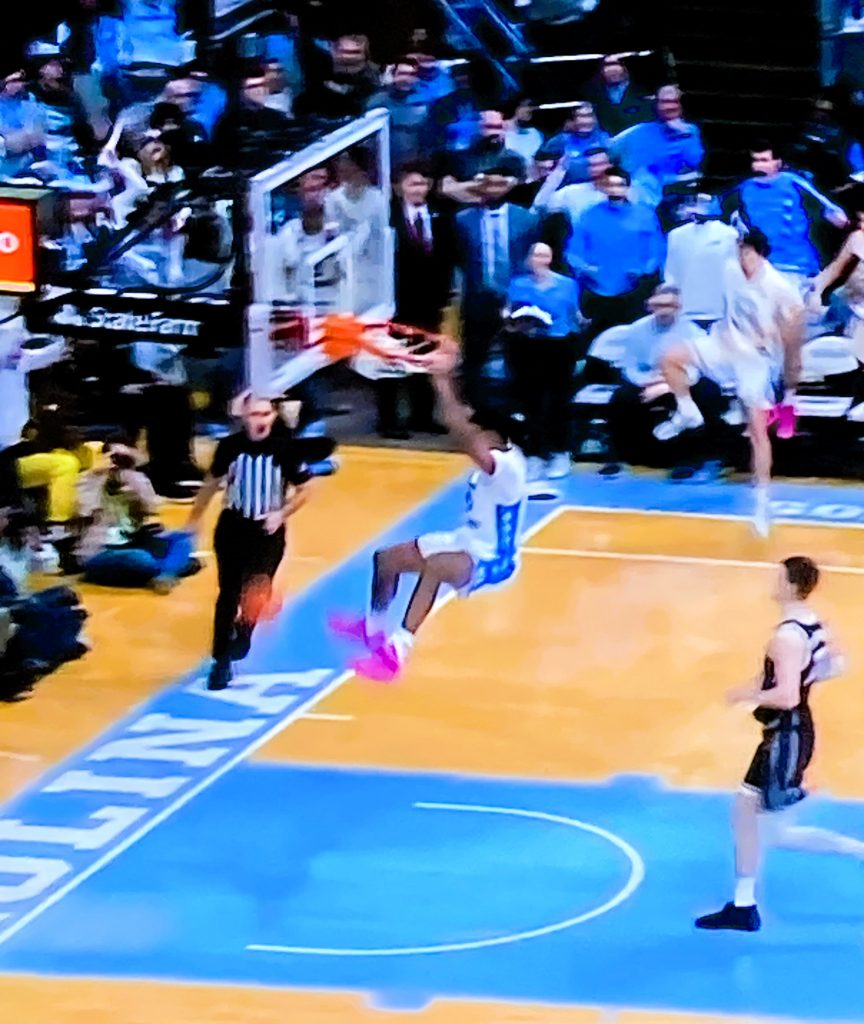 Armando Bacot puts an exclamation mark on the night with a dunk to seal the UNC win.